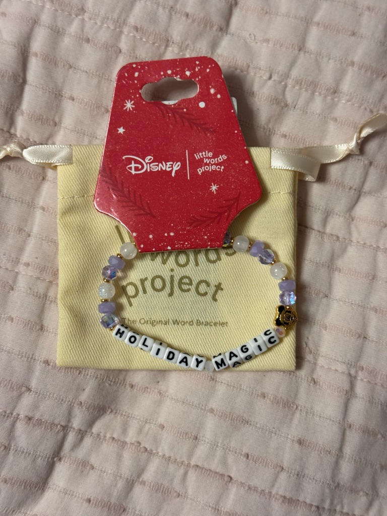 Disney X Little Words Project Holiday Magic Beaded Bracelet Gold Mickey Charm 26$